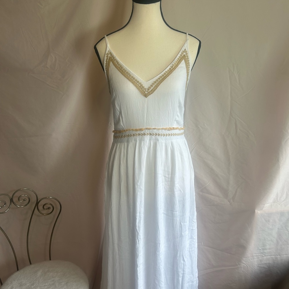 White and Gold Maxi Dress
